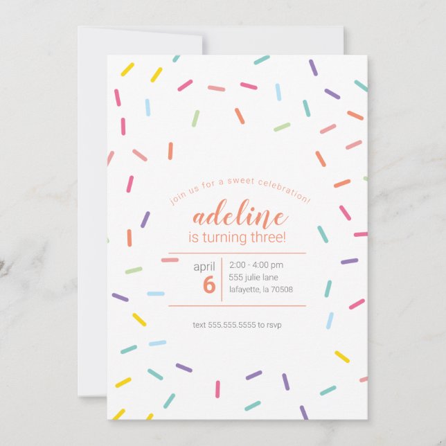 Sweet Sprinkles Birthday Party Invitation (Front)