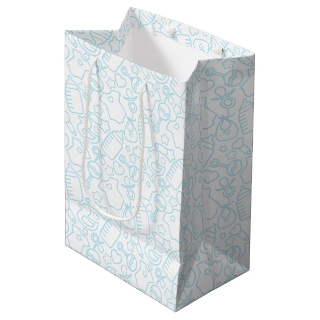 Sweet Sprinkles White Blue Medium Gift Bag (Front Angled)