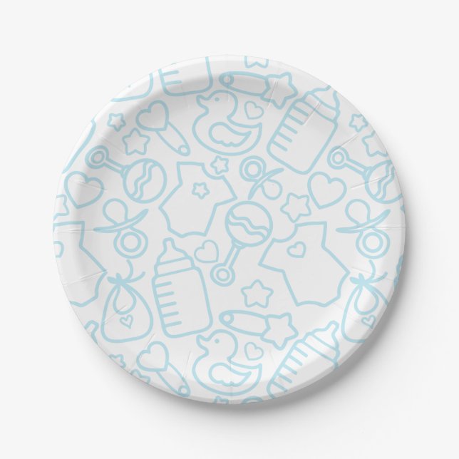 Sweet Sprinkles White Blue Paper Plate (Front)