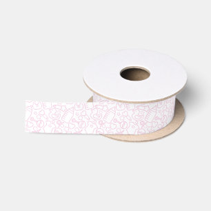 Sweet Sprinkles White Pink Satin Ribbon
