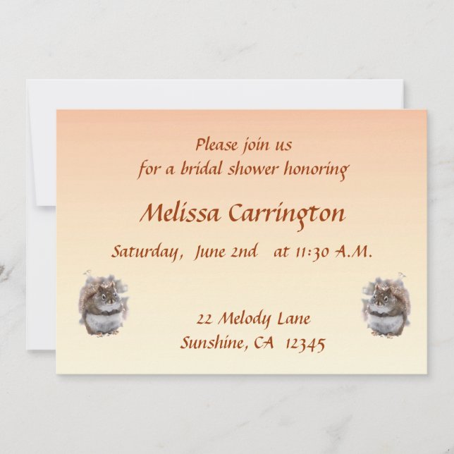 Sweet Squirrel Bridal Shower Invitation (Front)