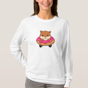 Sweet Squirrel Funny Animals In Doughnut Pink T-Shirt