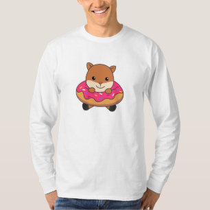 Sweet Squirrel Funny Animals In Doughnut Pink T-Shirt