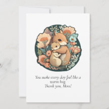 Sweet Squirrel Mom and Baby Thank You Cards