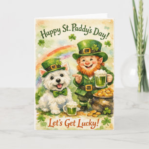 Sweet St. Patrick’s Day Westie & Leprechaun Card