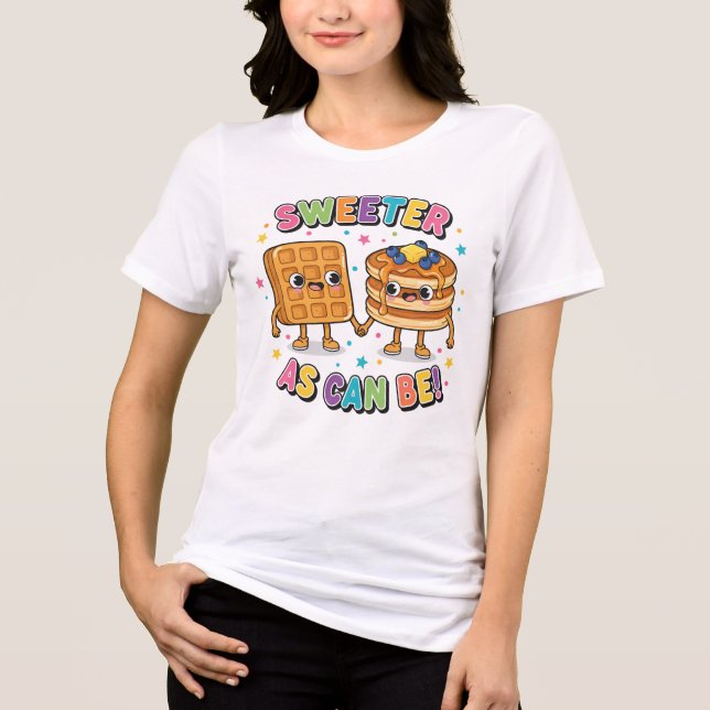 Sweet Stack Love – Pancake & Waffle Cartoon Tri-Blend Shirt (Front)