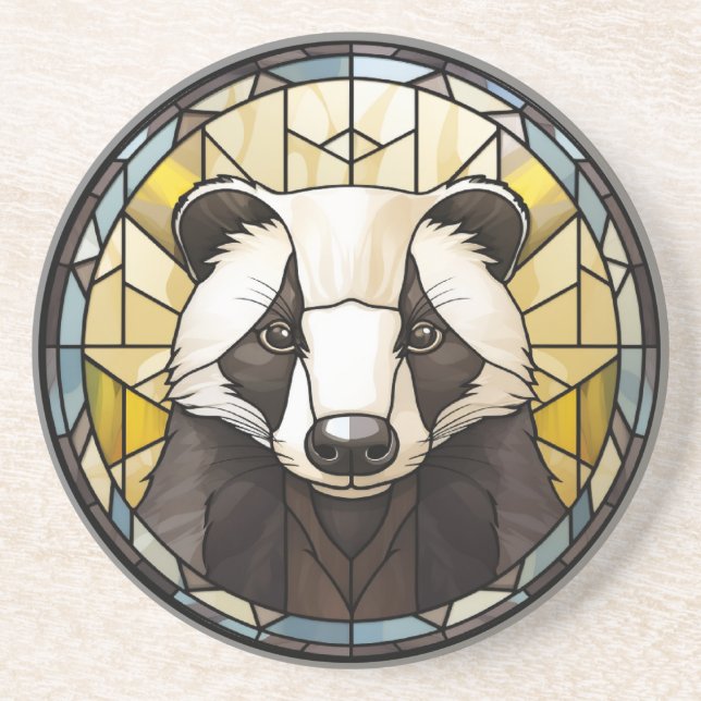 Sweet Stained Glass Badger Coaster (Front)