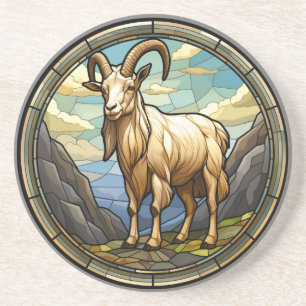 Sweet Stained Glass Billy Goat Coaster