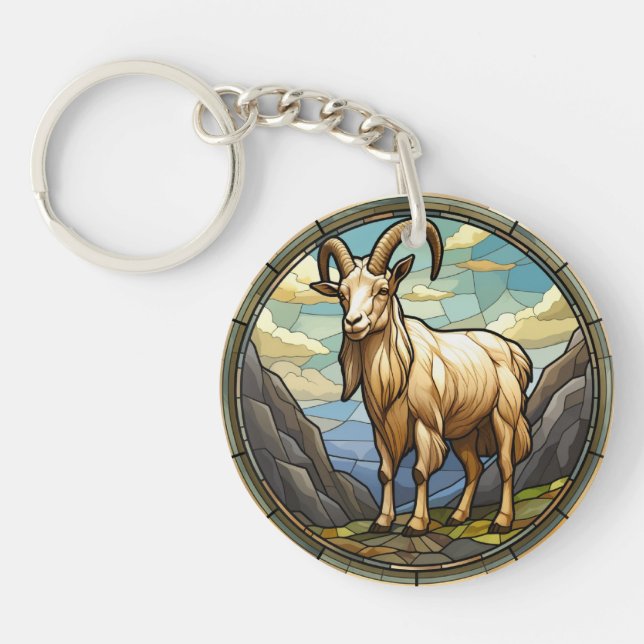 Sweet Stained Glass Billy Goat Key Ring (Front)