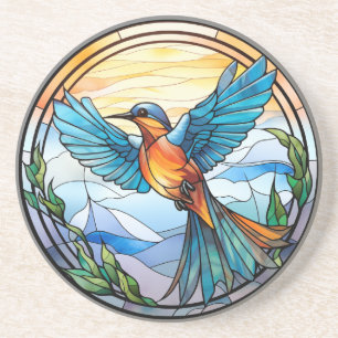 Sweet Stained Glass Bluebird Coaster