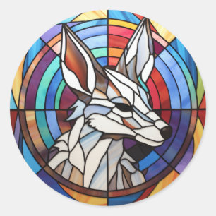 Sweet Stained Glass Coyote Classic Round Sticker