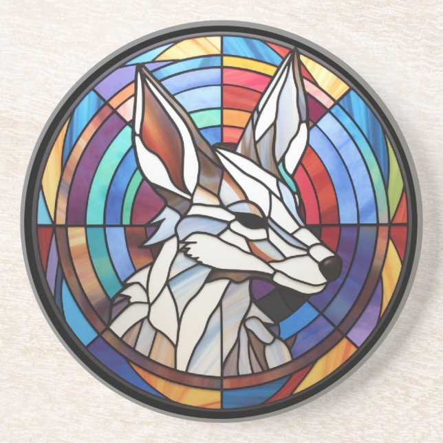 Sweet Stained Glass Coyote Coaster (Front)