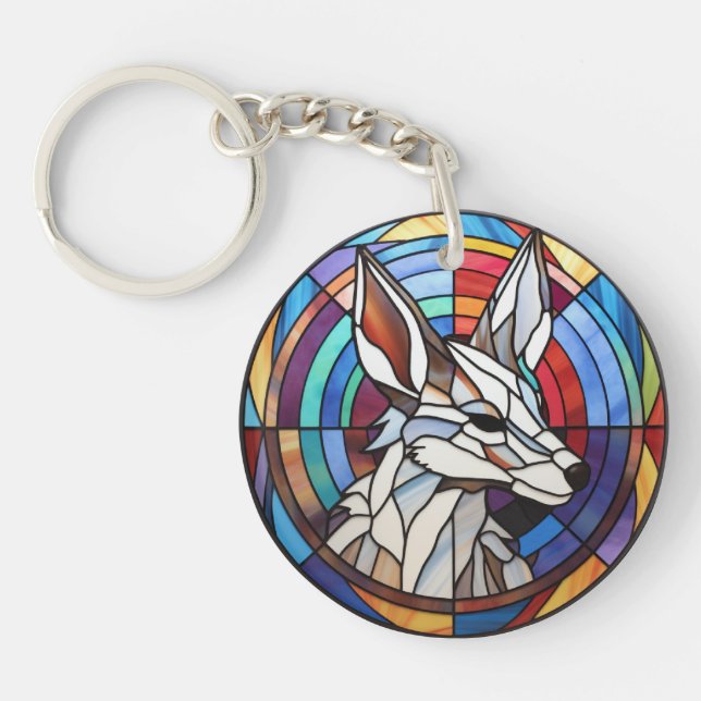Sweet Stained Glass Coyote Key Ring (Front)