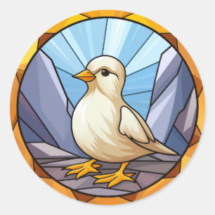 Sweet Stained Glass Dog Baby Chick Classic Round Sticker