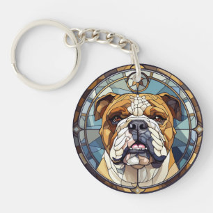 Sweet Stained Glass English Bulldog Key Ring