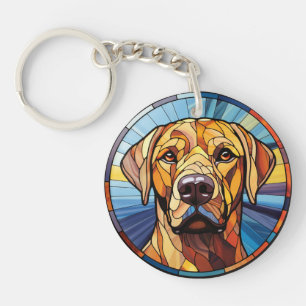 Sweet Stained Glass Golden Labrador Dog Key Ring