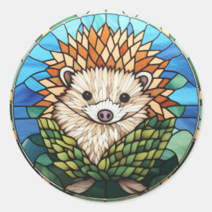 Sweet Stained Glass Hedgehog Classic Round Sticker