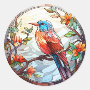 Sweet Stained Glass Kingfisher Classic Round Sticker