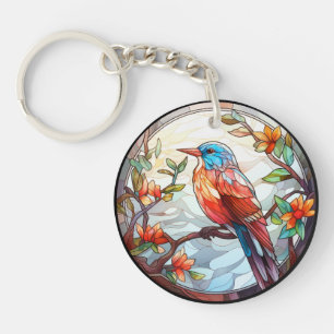 Sweet Stained Glass Kingfisher Key Ring