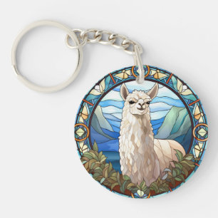 Sweet Stained Glass Llama Key Ring