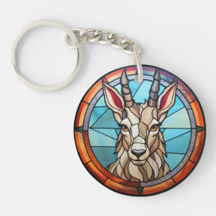 Sweet Stained Glass Mountain Goat Key Ring