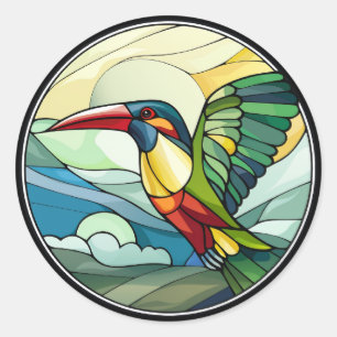 Sweet Stained Glass Toucan Bird Classic Round Sticker