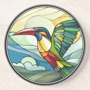 Sweet Stained Glass Toucan Bird Coaster