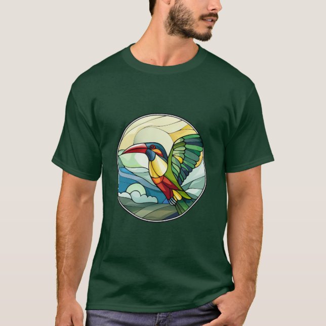Sweet Stained Glass Toucan Bird T-Shirt (Front)