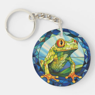 Sweet Stained Glass Tree Frog Key Ring