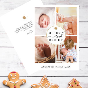 Sweet Star 4 Photo Merry & Bright Christmas Holiday Card