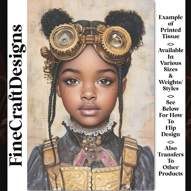 Sweet Steampunk Dark Skin Cute Girl AD2 Decoupage Tissue Paper (Creator Uploaded)