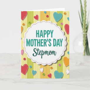 Sweet Stepmoms Day Fabric Heart Card