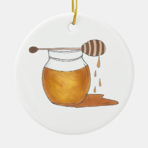 Sweet Sticky Honey Dripping Honeypot Jar Beehive Ceramic Tree Decoration