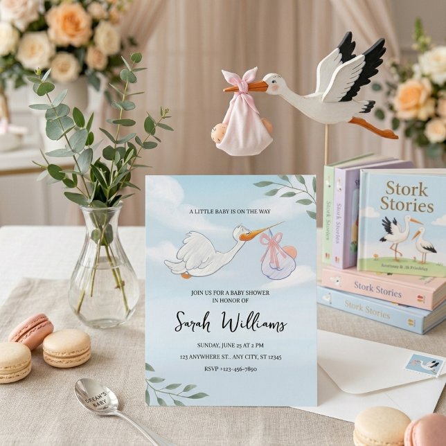 Sweet Stork Baby Shower Invitation (Creator Uploaded)
