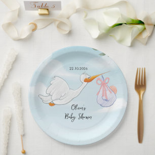 Sweet Stork Baby Shower Paper Plate
