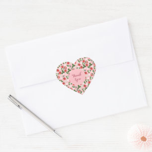 Sweet Strawberries Flowers Watercolor Floral Heart Sticker