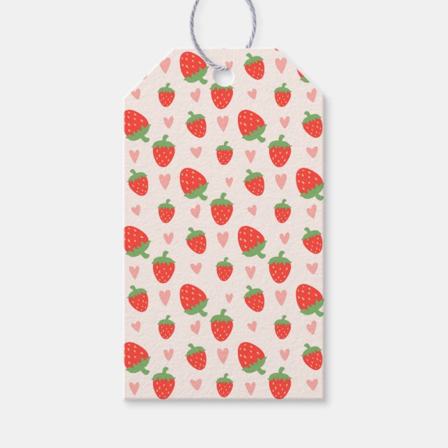 Sweet Strawberries & Hearts Gift Tag (Front)