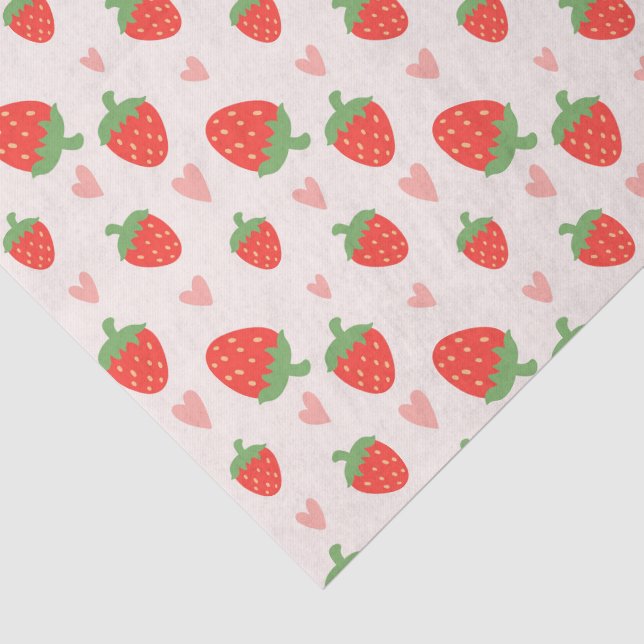Sweet Strawberries & Hearts Tissue Paper (Detail)