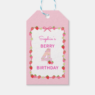 Sweet Strawberry 4th Birthday Invitation Gift Tags