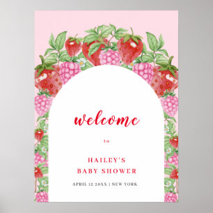 Sweet Strawberry Arch Welcome Baby Shower Poster