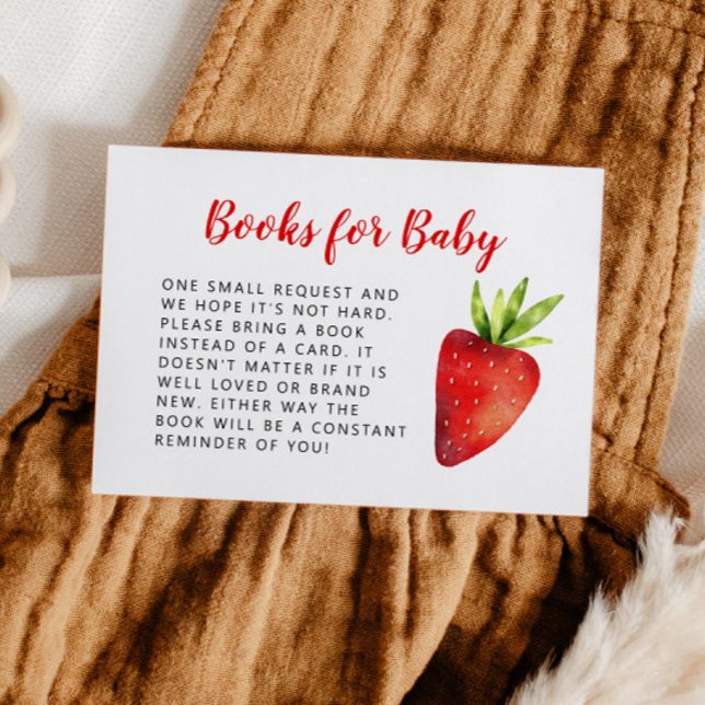 Sweet Strawberry Baby Shower Book Request Enclosure Card (Creator Uploaded)