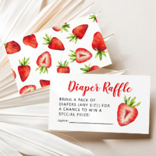 Sweet Strawberry Baby Shower Diaper Raffle Ticket  Enclosure Card