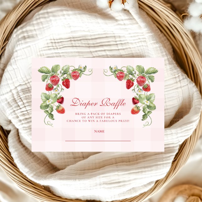 Sweet Strawberry Baby Shower  Diapper Raffle Enclosure Card (Creator Uploaded)