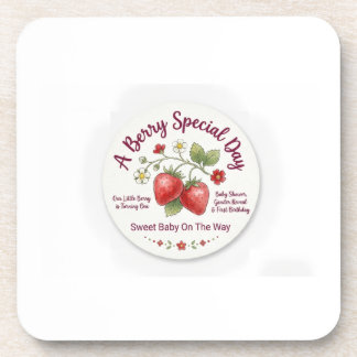 Sweet Strawberry Baby Shower & First Birthday Coaster