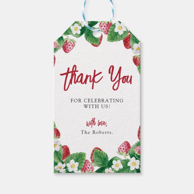 Sweet Strawberry Baby Shower  Gift Tags (Front)
