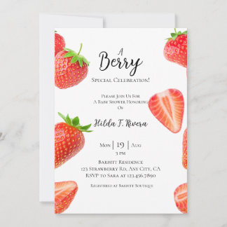 Sweet Strawberry Baby Shower Invitation