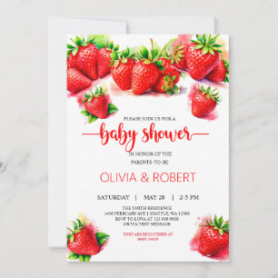 Sweet Strawberry Baby Shower Invitation