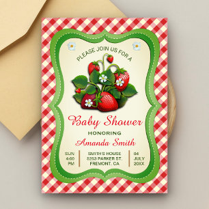 Sweet Strawberry Baby Shower Invitation
