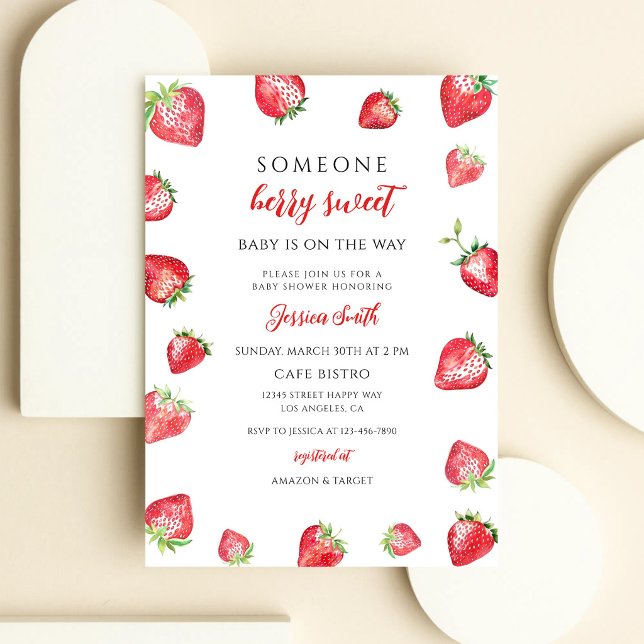 Sweet Strawberry Baby Shower Invitation (Creator Uploaded)