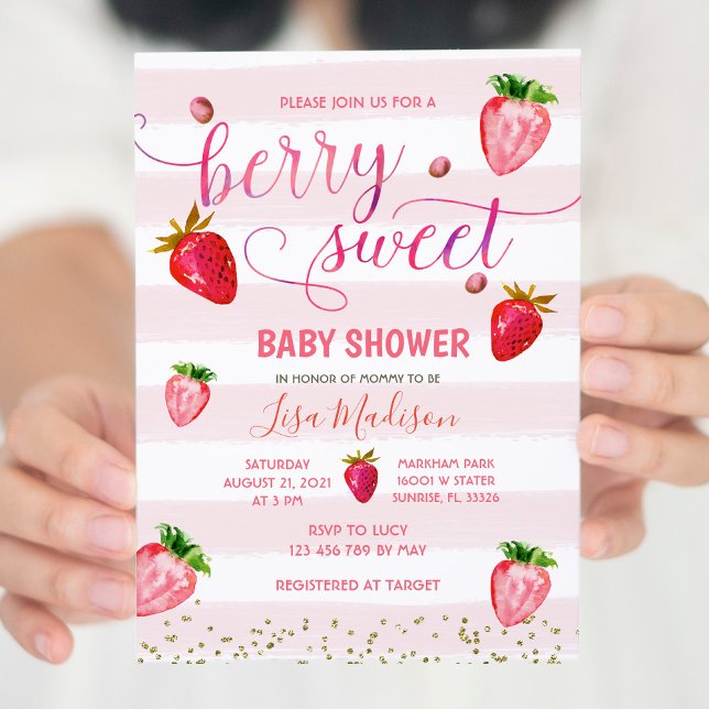 Sweet Strawberry Baby Shower Invitation (Creator Uploaded)